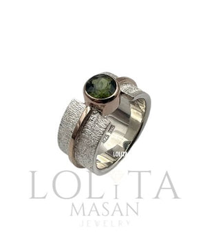 Silver and gold ring with a Tourmaline 6mm