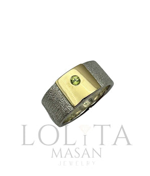 Sterling Silver and gold ring with peridot