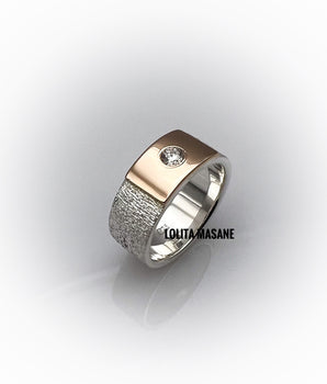 Sudraba un zelta gredzens ar briljantu 0.16ct