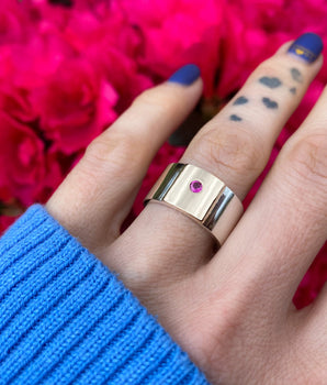 Sterling Silver and gold ring with natural ruby