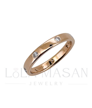 3mm wide 14K gold ring with 7 gemstones