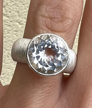 Sterling Silver ring with a large topaz