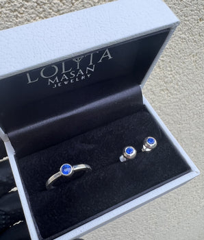 Sterling silver earrings with sapphires