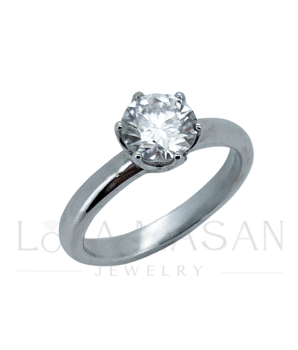 Available immediately! Size 17.85! 14k White Gold Ring Flower with a moissanite 
