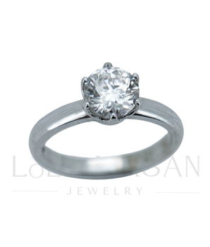 Available immediately! Size 17.85! 14k White Gold Ring Flower with a moissanite 