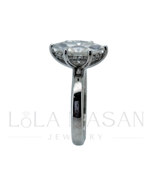 Pieejams uzreiz! Izmērs 17! 14K Baltā Zelta gredzens ar markīza moisanītu