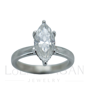 Pieejams uzreiz! Izmērs 17! 14K Baltā Zelta gredzens ar markīza moisanītu