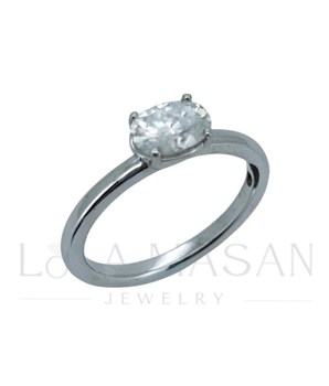 Pieejams uzreiz! Izmērs 17.2! 14K Baltā Zelta gredzens ar horizontālo moisanītu