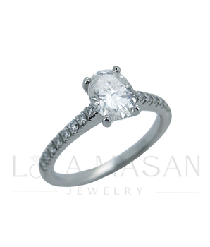 Pieejams uzreiz! Izmērs 17.4! 14K Baltā Zelta gredzens ar moisanītiem Greznais