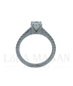 Pieejams uzreiz! Izmērs 17.4! 14K Baltā Zelta gredzens ar moisanītiem Greznais