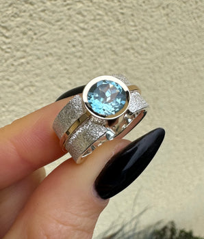 Sterling Silver and gold ring with topaz