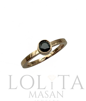 14K Gold ring with a black diamond