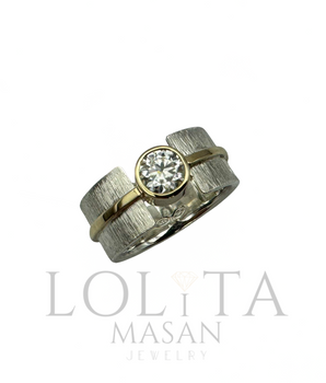 Sterling Silver and gold ring with moissanite 