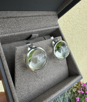 Sterling silver earrings with prasiolite (green amethyst)