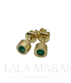 14K gold earrings with emeralds