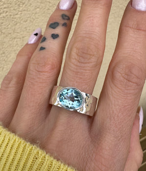 Sterling silver ring with a blue topaz Sky Blue