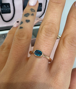 14K gold ring with London Blue topaz