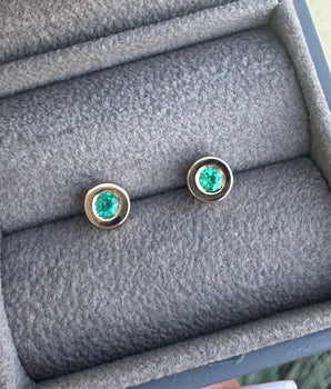 14K gold earrings with emeralds