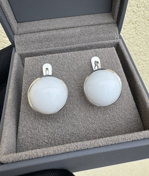 Sterling silver earrings with white agate