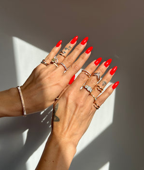 Available! Size 14.5/14.6! 14K Rose Gold Snake ring with 2mm lab-grown diamond