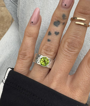 Silver ring with peridot