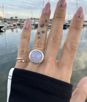 Size 16.5, Sterling silver ring with blue chalcedony