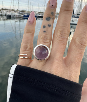 Size 17.5-17.75, Sterling Silver ring with amethyst