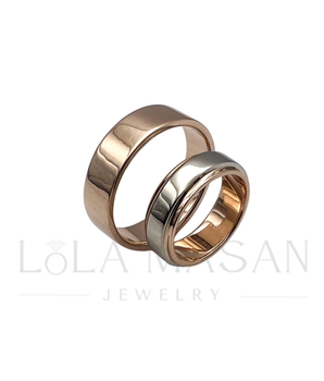 Rose gold and white gold rings