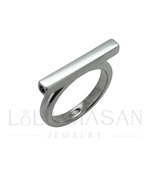 Available, size 16.5, Sterling Silver bar ring with white moissanites