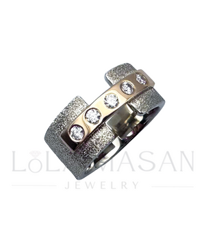 Silver and gold ring with moissanites 0.06ct  (5pcs)