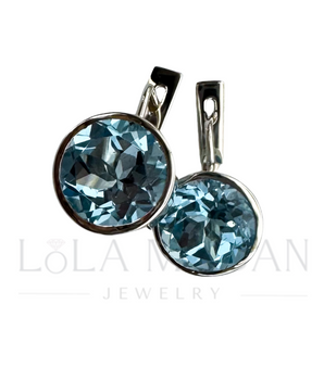 Sterling Silver earrings with a blue topaz 11mm