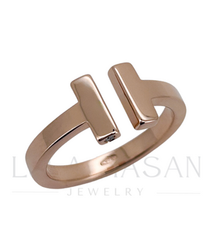 14k Gold T shape ring with gemstones 