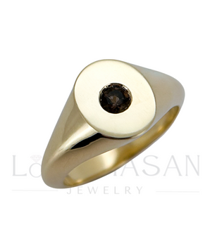 Gold ring with smoky quartz 3mm