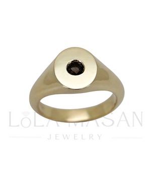 Gold ring with smoky quartz 3mm