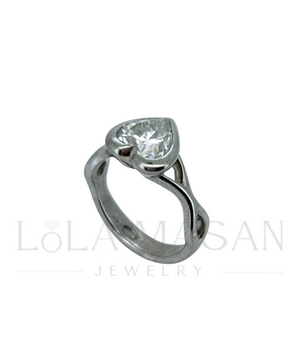 Available, size 17.15, Sterling ring with a heart moissanite