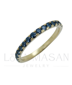 14K Gold Dainty Half Eternity Ring with 15 moissanites