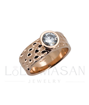14K Gold ring Hammer with moissanite 0.8ct