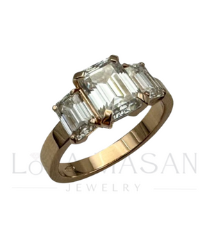 14K Gold Ring With Moissanites