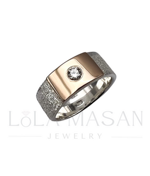 Sterling Silver and 14K gold ring Classic with a diamond 0.16ct