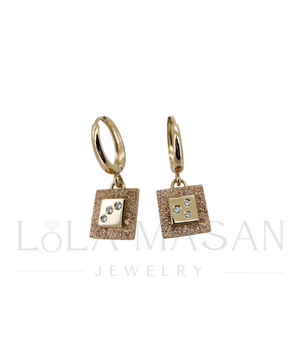14K gold square earrings with diamonds