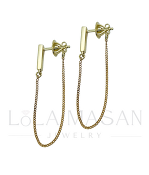 14K Zelta stienīšu auskari ar ķēdīti