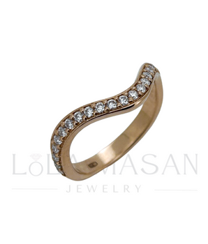 14K Gold ring Wave with 25 gemstones