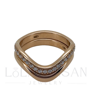 14K Gold ring Wave with 25 gemstones